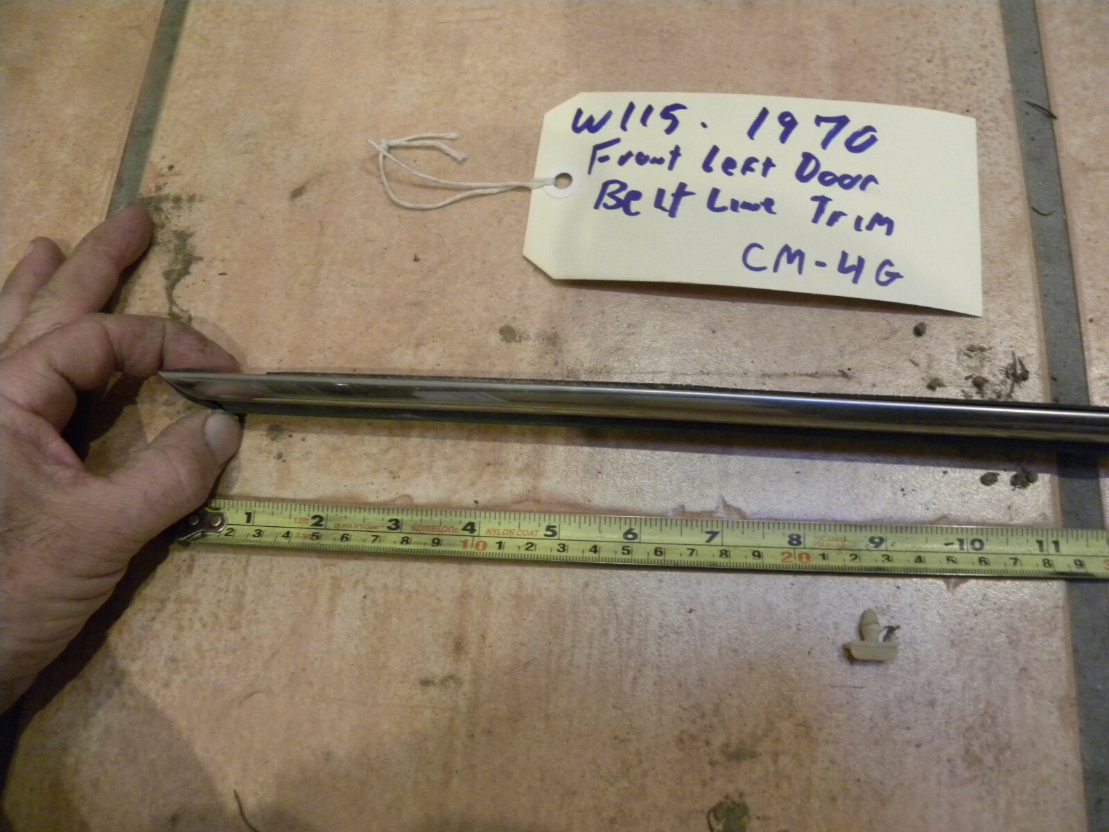 1976 Mercedes Benz W114 W115 Left Front Door Exterior Belt Line Trim…..CM-4G