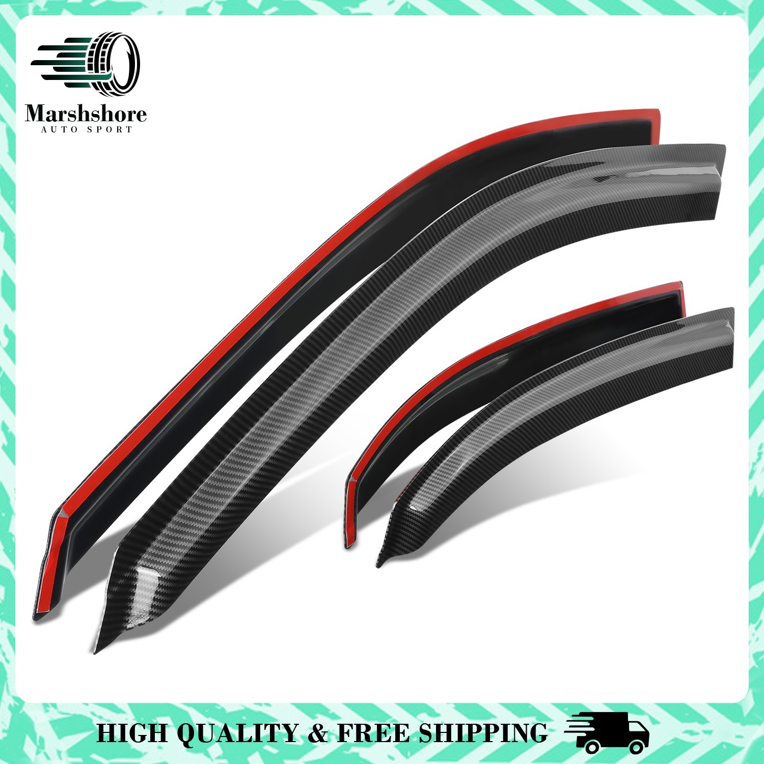 For 10-17 Chevrolet Equinox Glossy Black 3M Adhesive Tape 4PC Window Visors Set