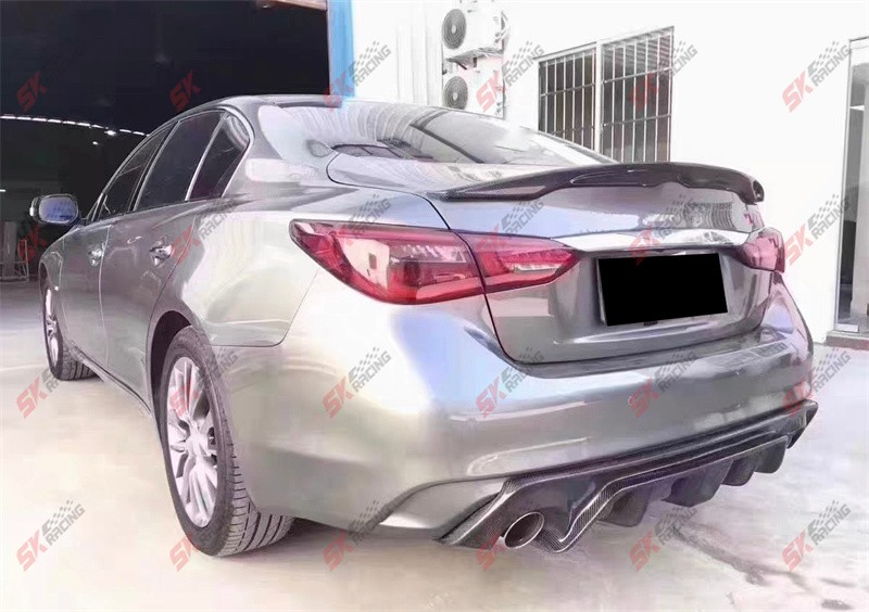 Glossy Black/Carbon Fiber Fits INFINITI Q50 2014-17 Rear Trunk Spoiler Wing Kits