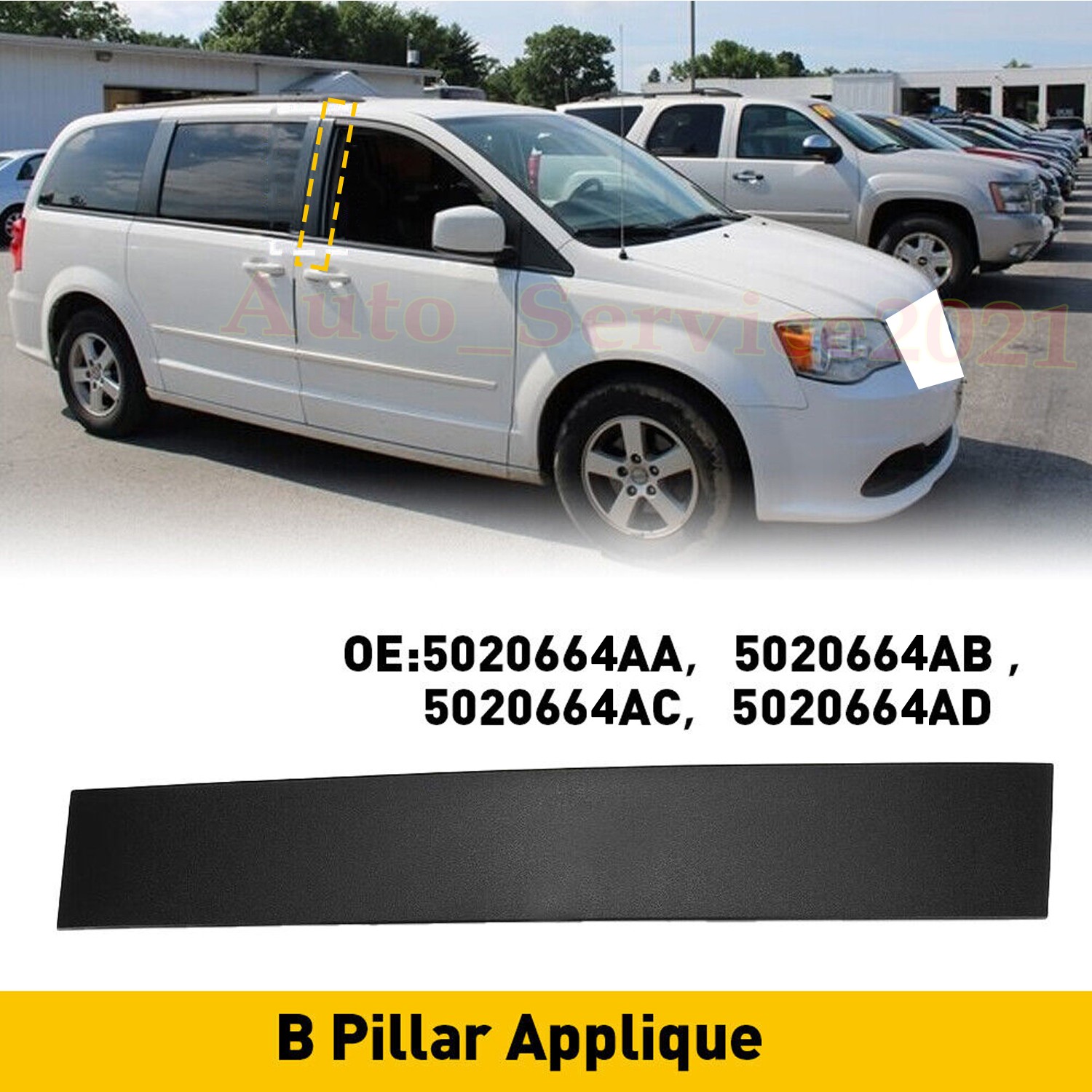 B Pillar Front Passenger Door Applique Fit For Dodge Grand Caravan Town&Country