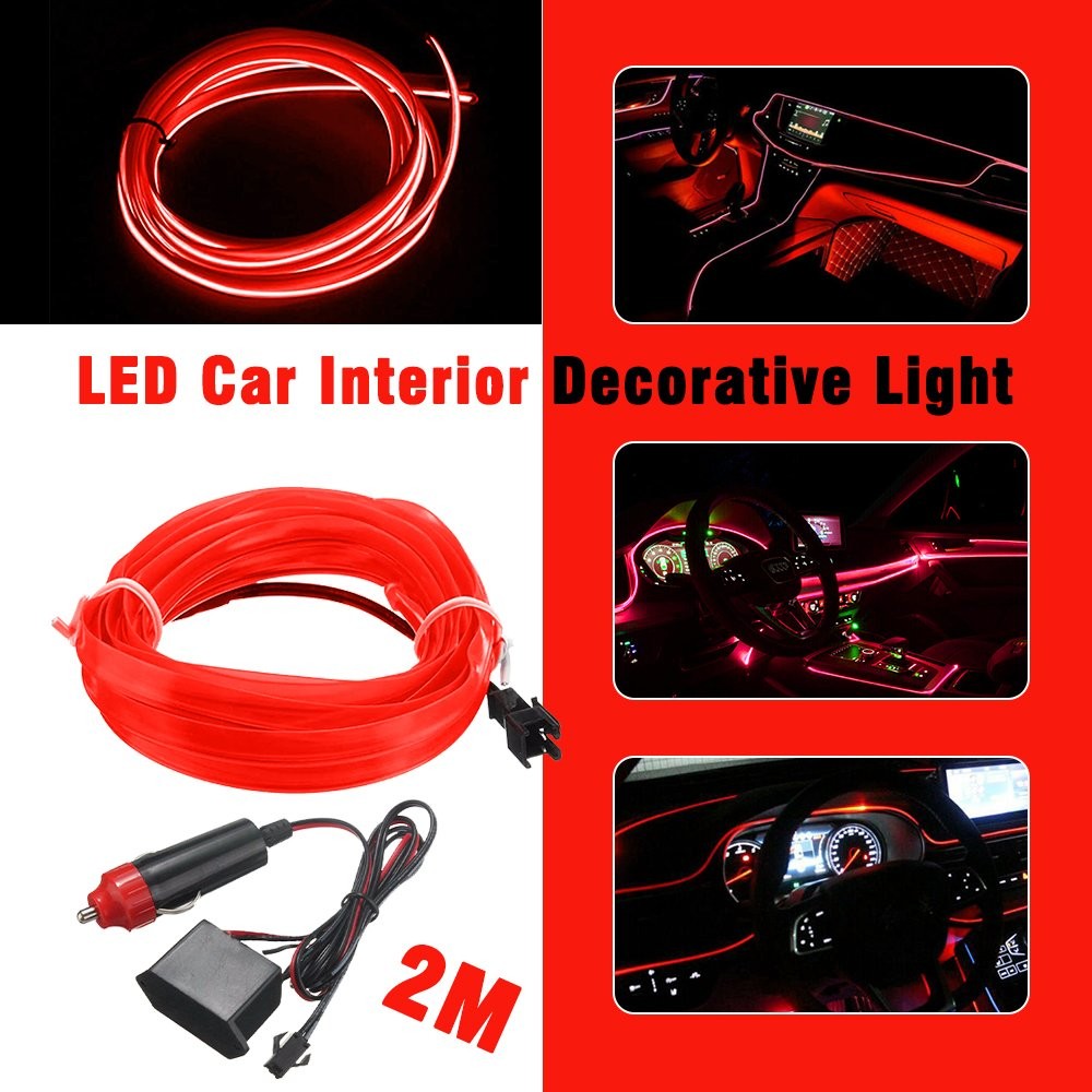 2M LED Car Interior Atmosphere Decorative Wire Strip Light Lamp Accessories D