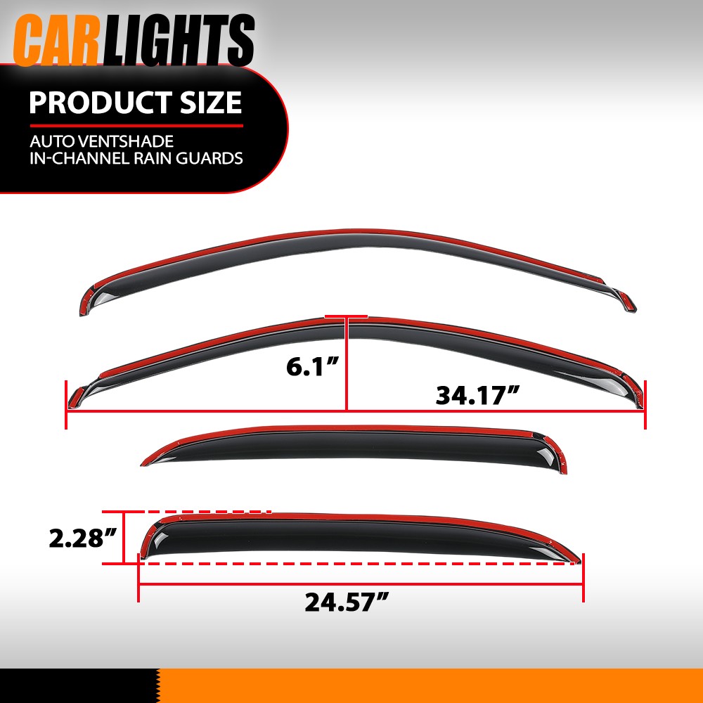Fit For Tahoe Yukon Escalade 2000-2006 In-Channel Smoke Window Vent visors