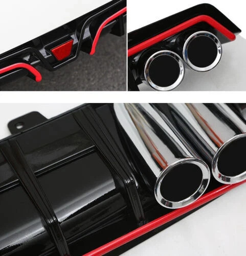 Rear Bumper Diffuser Lip Spoiler Black Red For Honda Civic 2016 – 2020