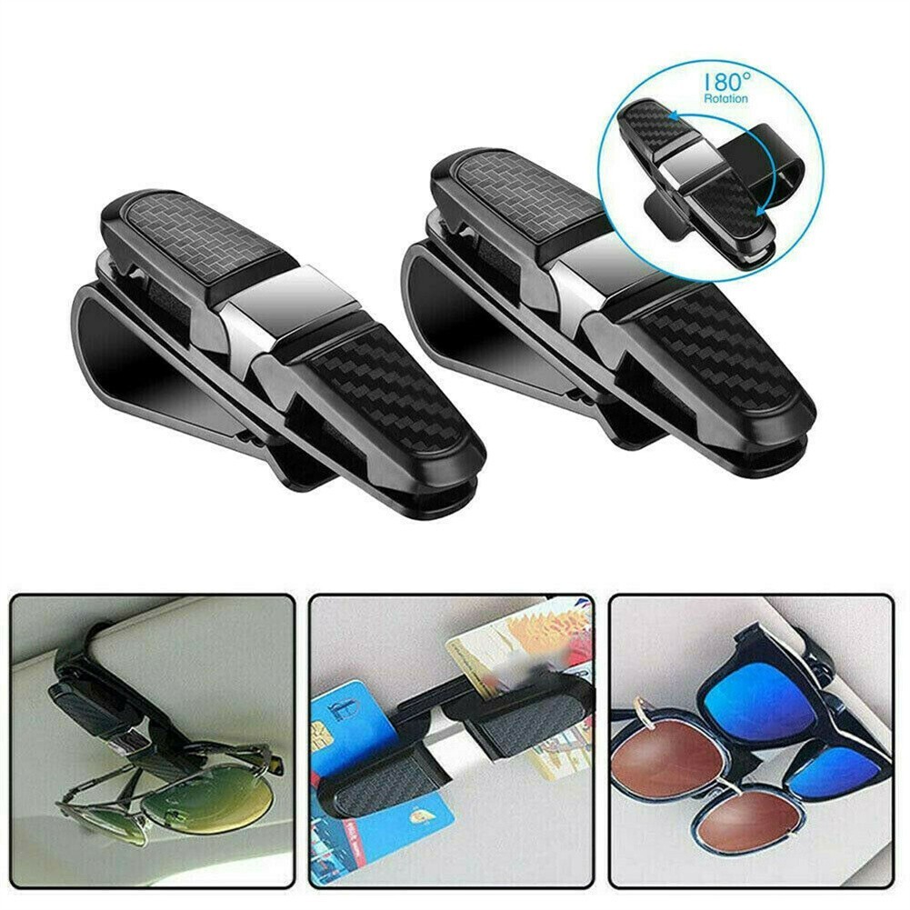 None Sunglasses Clip Holder 10×3.5×4.2cm Card Ticket Holder 2pcs Black