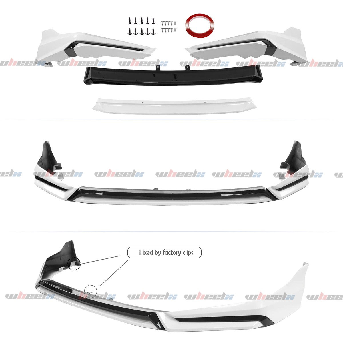 Pearl White Yofer Style V3 Front Bumper & Honeycomb Grille For 22-24 Honda Civic