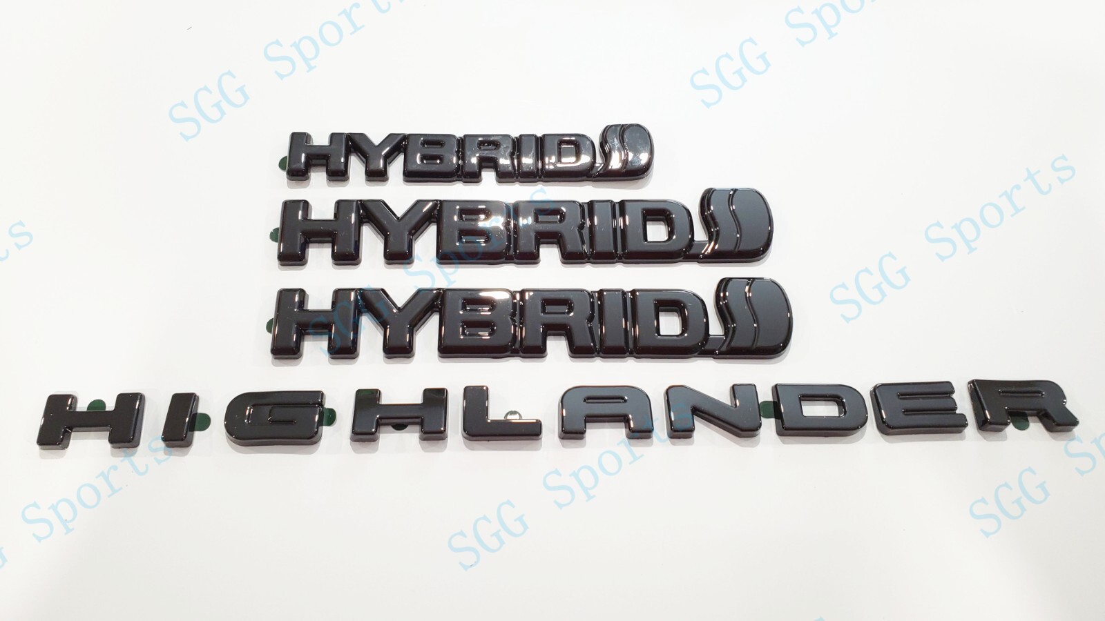 6PCS Gloss Black HYBRID Highlander AWD OVERLAY Emblem Fit 2020+Toyota Highlander