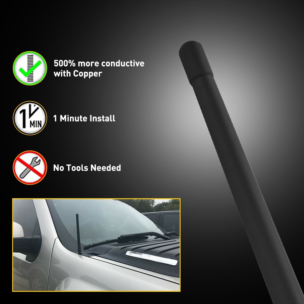 For Chevy Silverado GMC Sierra 7″ Short Car Signal Antenna Radio AM FM Black
