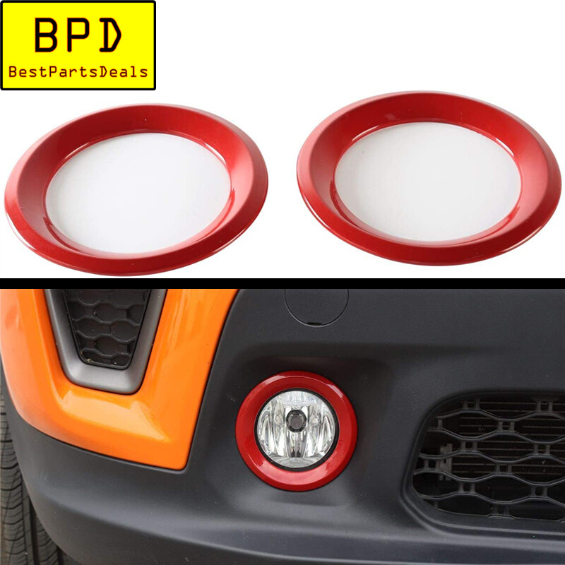 2x 19-21 Jeep Renegade RED ABS Front Fog Light Lamp Ring Cover Trim Decor