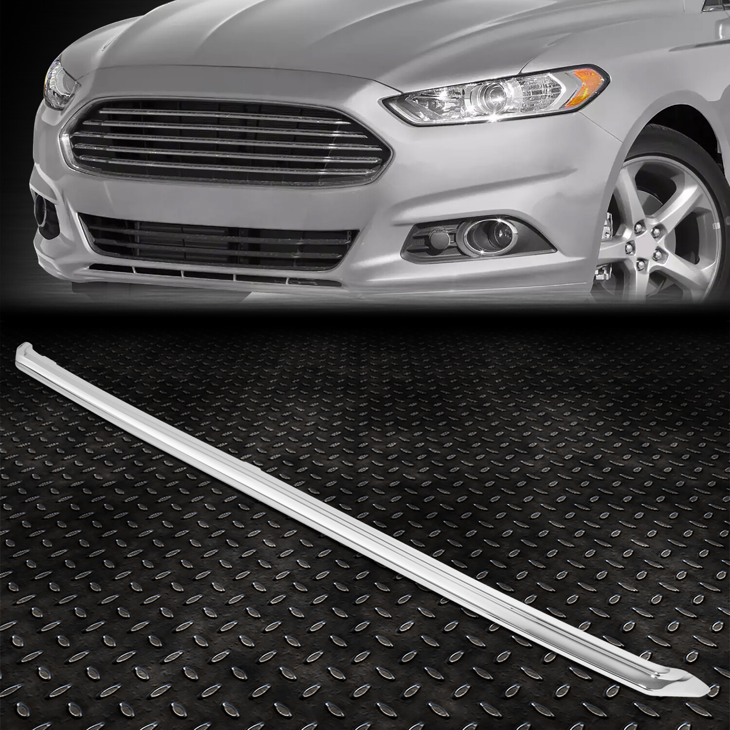 For 13-16 Ford Fusion Factory Style Front Bumper Grille Trim Molding Bar Chrome