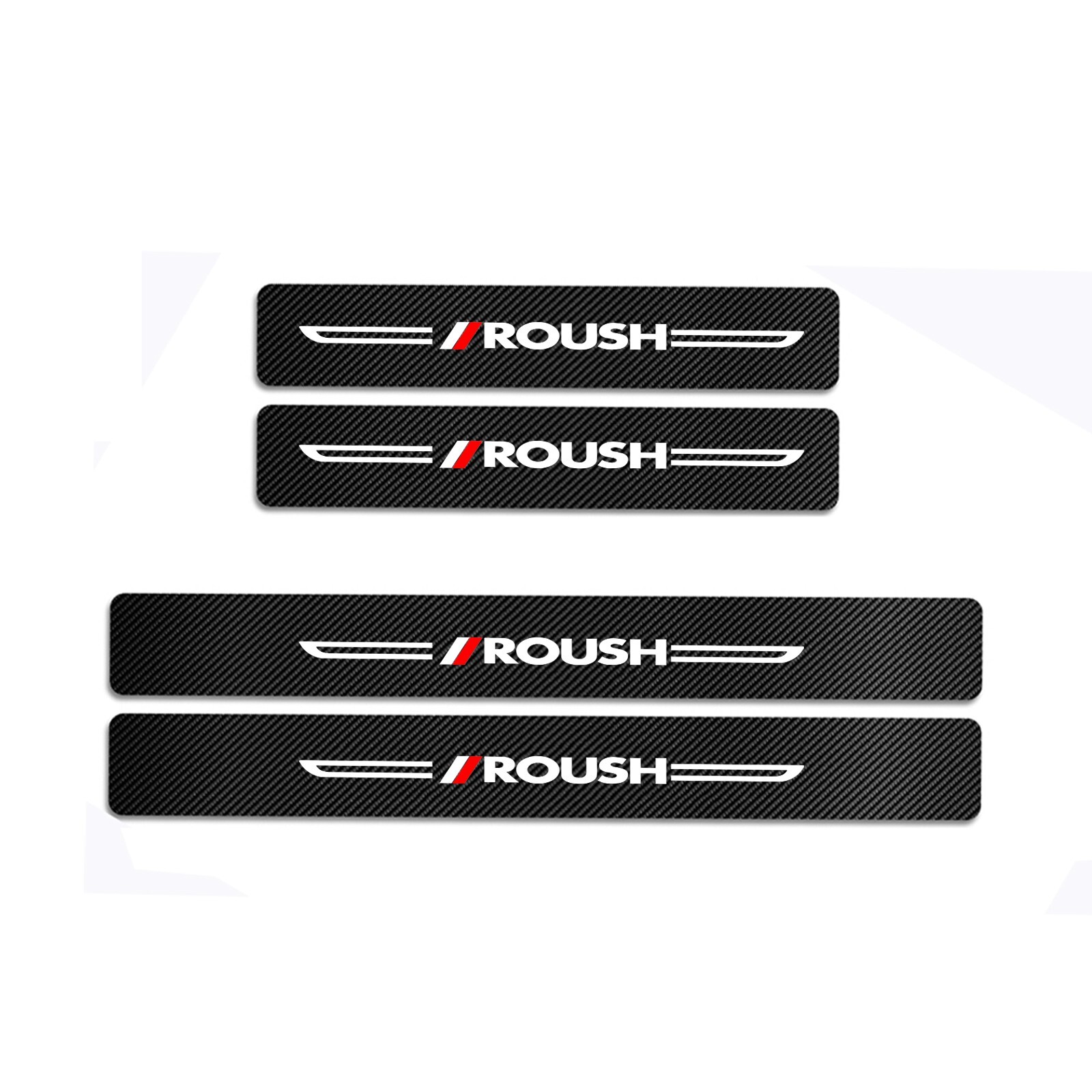 4Pcs For Ford F150 Roush Carbon Fiber Leather Sticker Car Door Sill Protector