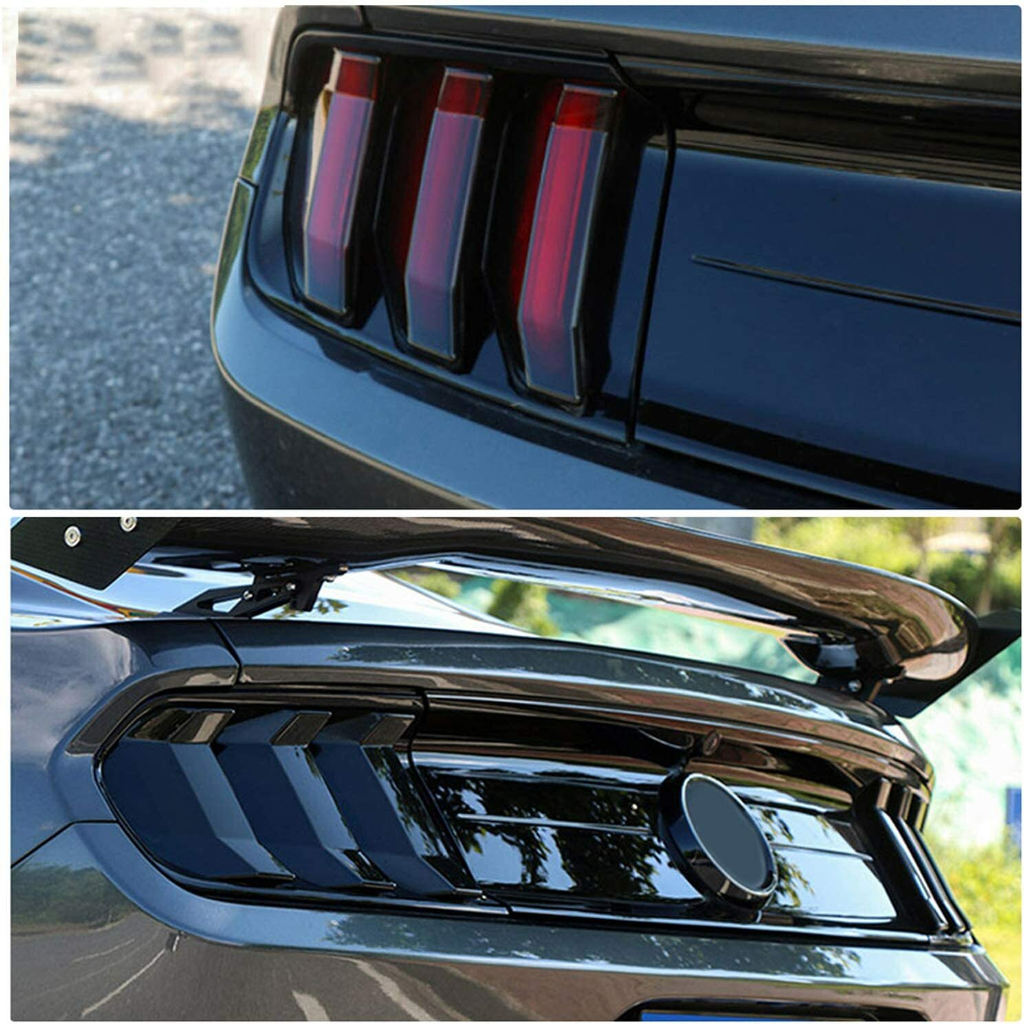 Smoke Black Taillight Lamp Light Cover Guard Decor Trim Molded for Ford Mustang