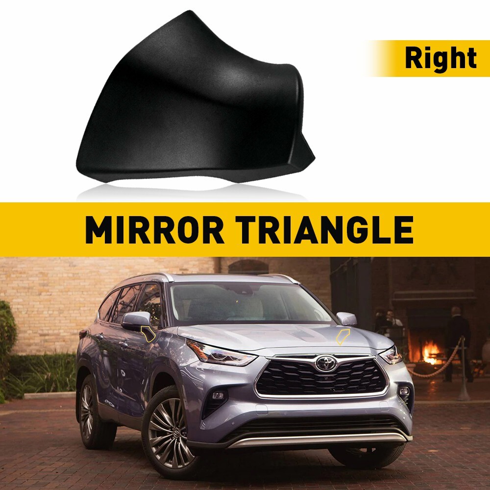 Black Right Side Mirror Triangle Base Cover For Toyota Highlander 2020 2021 2022