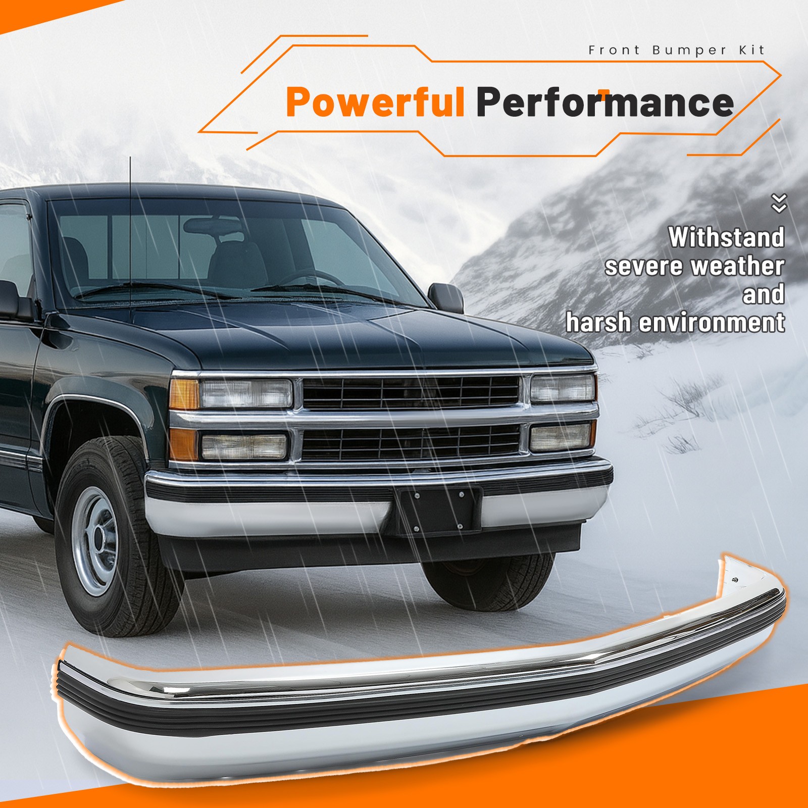 Front Bumper Kit Chrome For Chevrolet GMC C/K 1500 2500 3500 Yukon 1988-2000