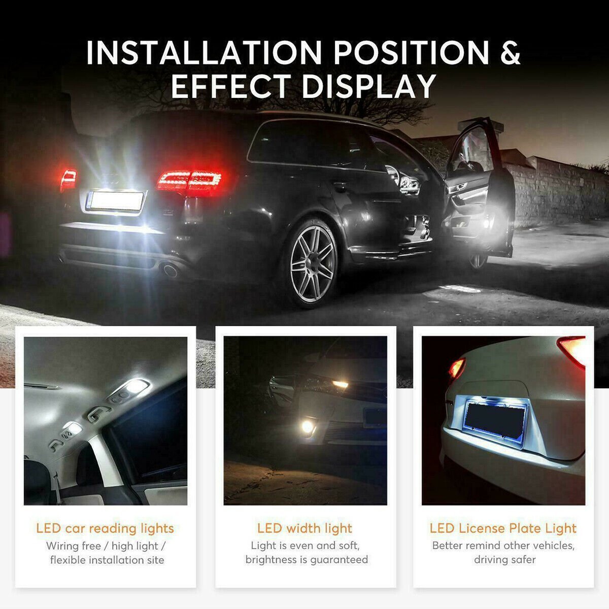 28x White LED Interior Package Kit For T10 31 36mm Map Dome License Plate Lights