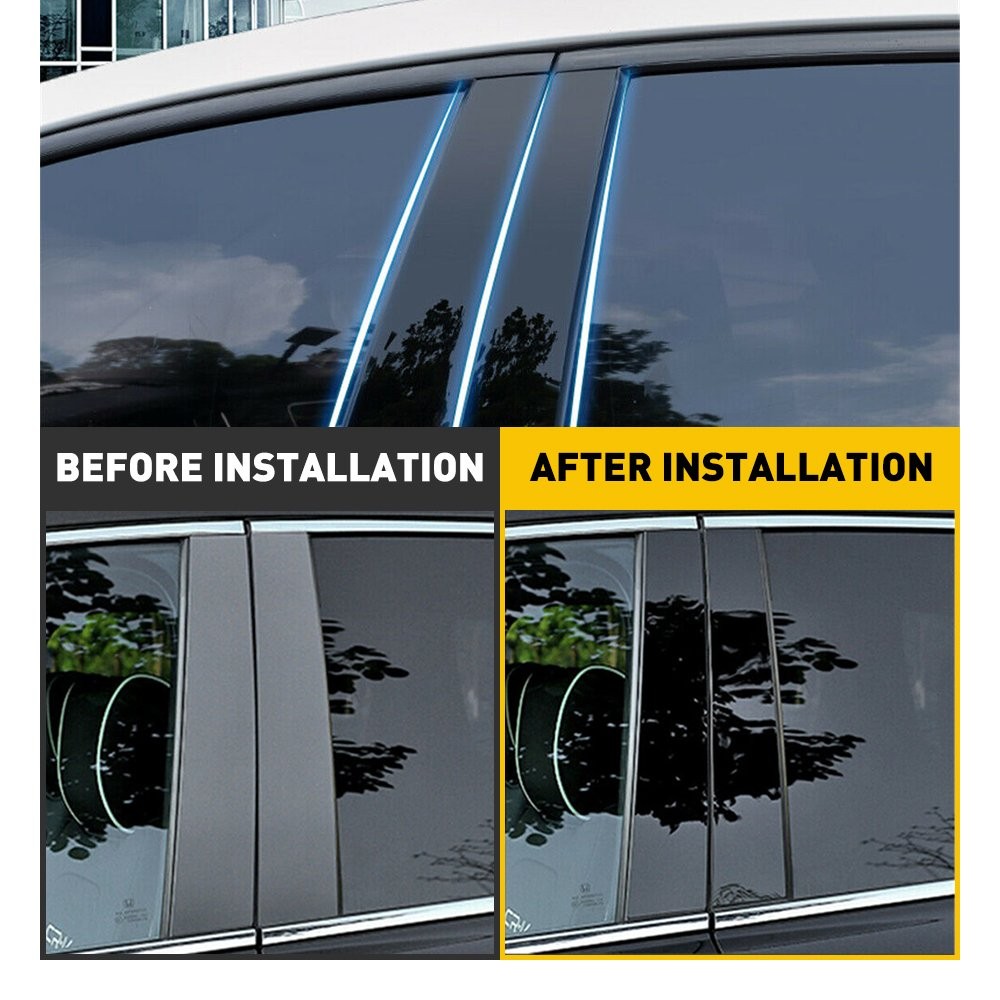 US 6Pcs Black Window Pillar BC Posts Trim Cover For Honda Civic sedan 11th 2022