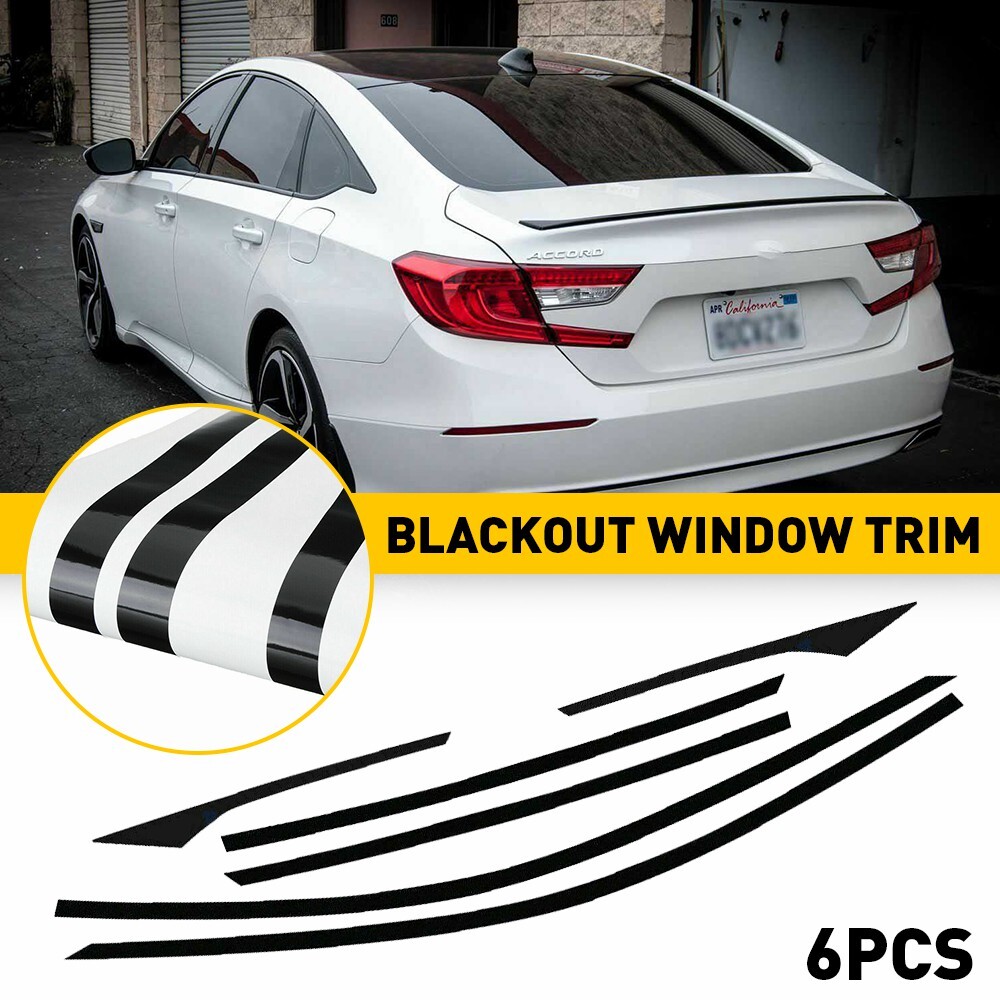 6x Chrome Delete Blackout Window Trims For Honda Accord 2018-2020 – Glossy Black