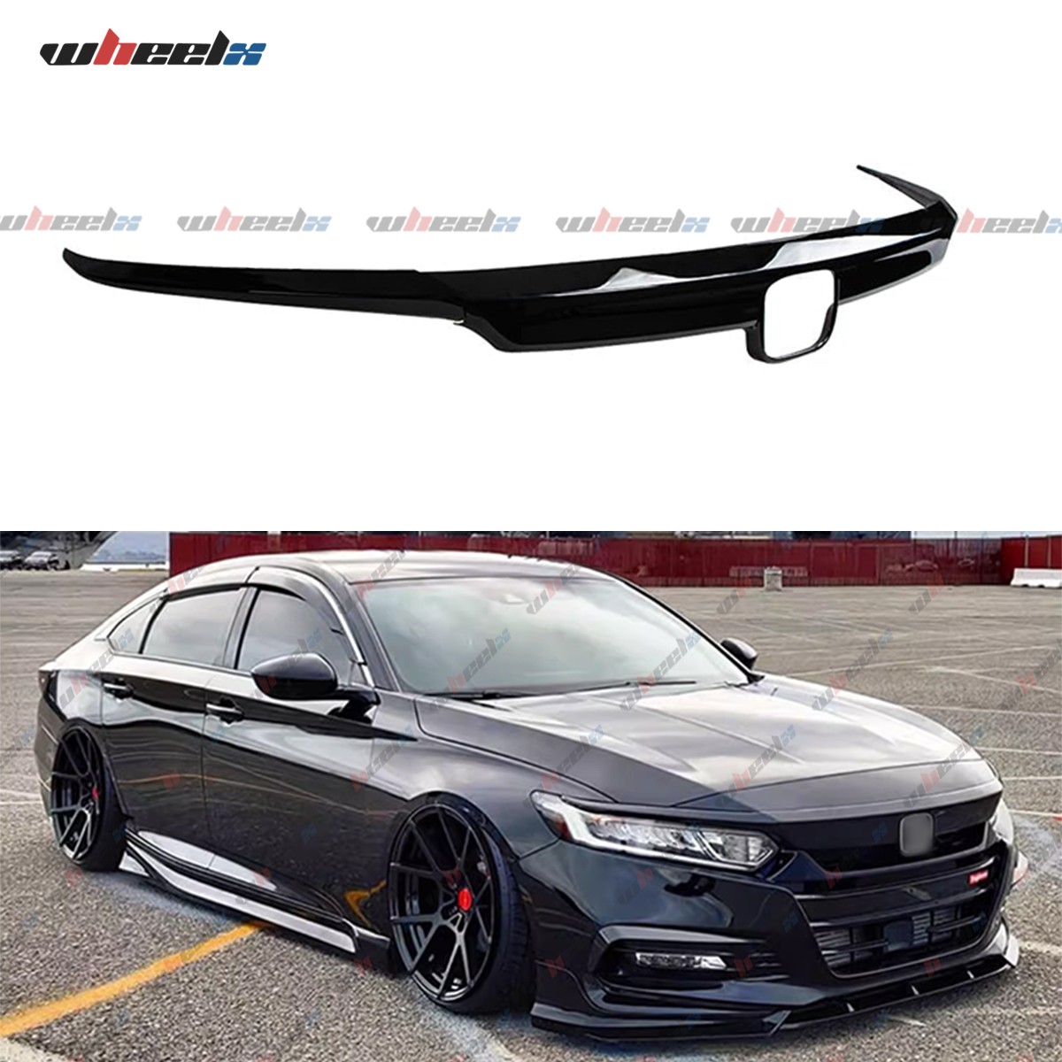 GLOSSY BLACK FRONT GRILL GARNISH TRIM + EYELID COVER FOR 2018-2020 HONDA ACCORD