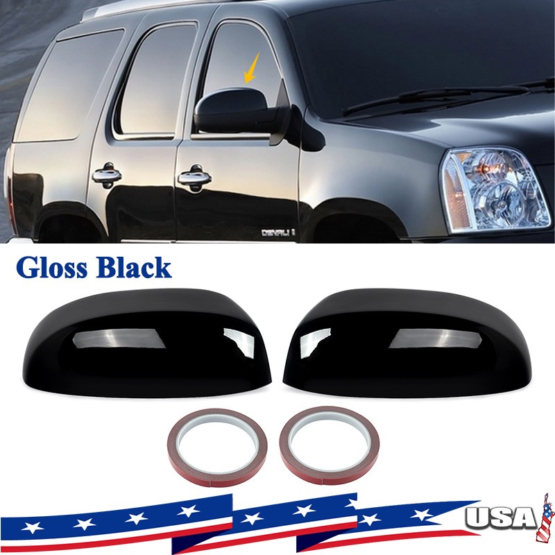 For 2007-2013 2014 Chevy Silverado GMC Sierra Gloss Black Side Mirror Cover Caps