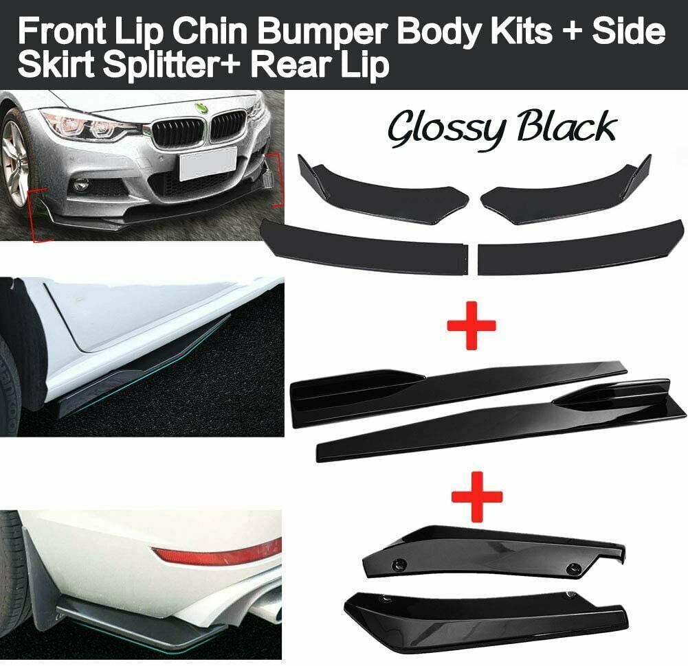 For 12-17 Hyundai Accent Front Bumper Lip Spoiler+Side Skirt+Rear Lip+Strut Rods