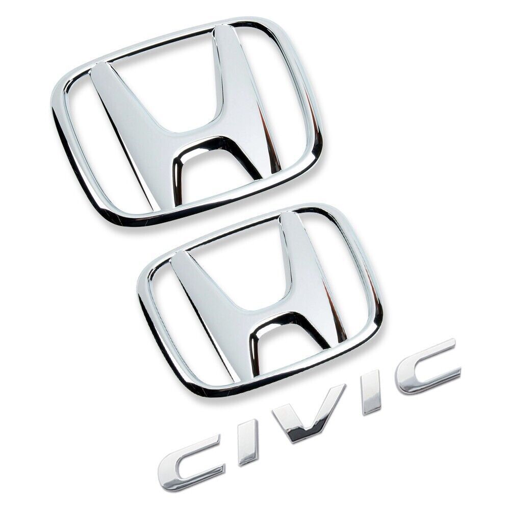 3PCS H+CIVIC FC FK SILVERY EMBLEM BADGE FOR CIVIC FC FK 2015-2021 ADHENSIVE