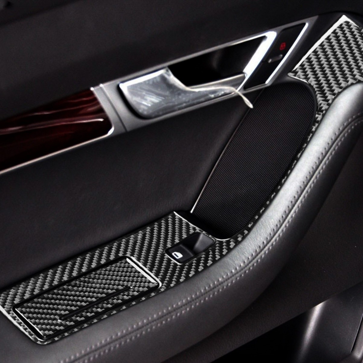 Carbon Fiber Window Lift Regulator Ashtray Cover Sticker for Audi A6 S6 2005-11