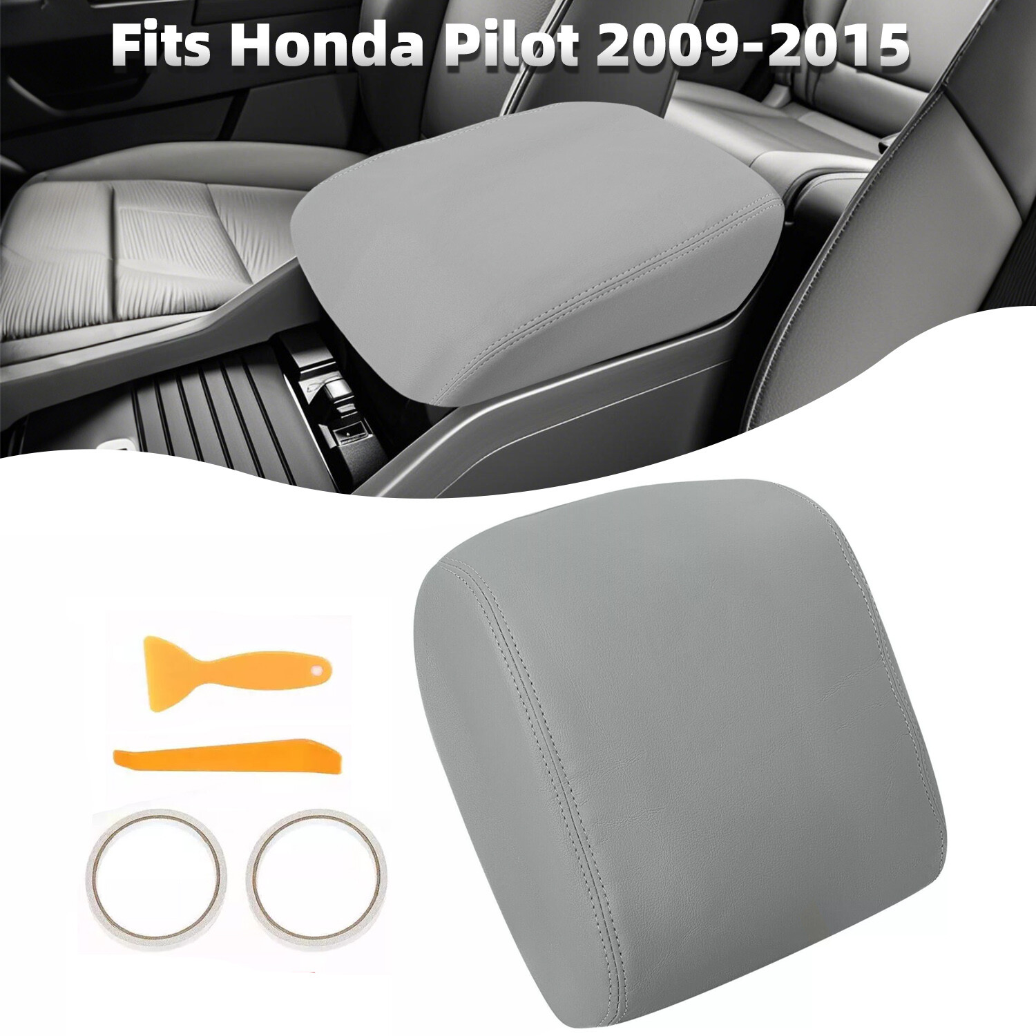 For Honda Pilot 2009-2015 Center Console Lid Armrest Replacement Cover Gray