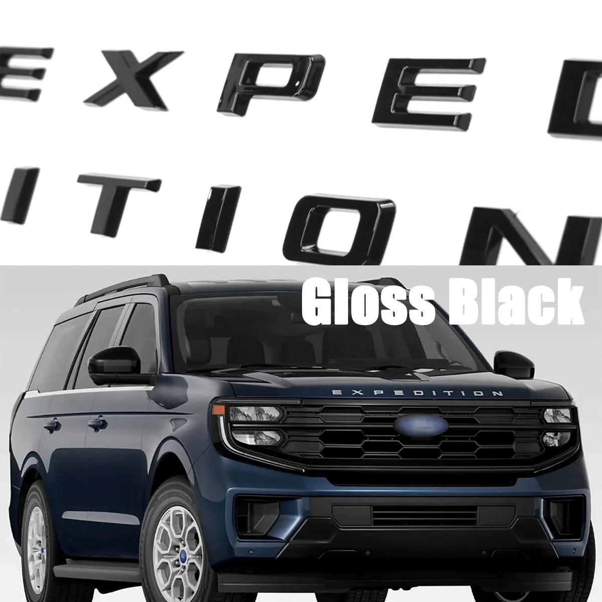 Gloss Black Front Hood / Tailgate For 2022-2024 Expedition Letters Emblem Badge