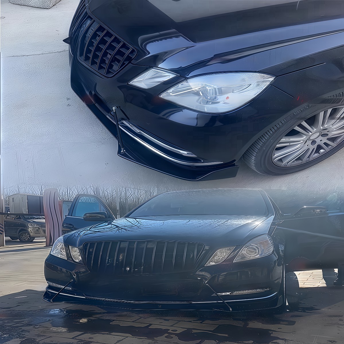 Glass Front Bumper Lip Splitter Spoiler Body For Mercedes Benz E350 E- E65 E63