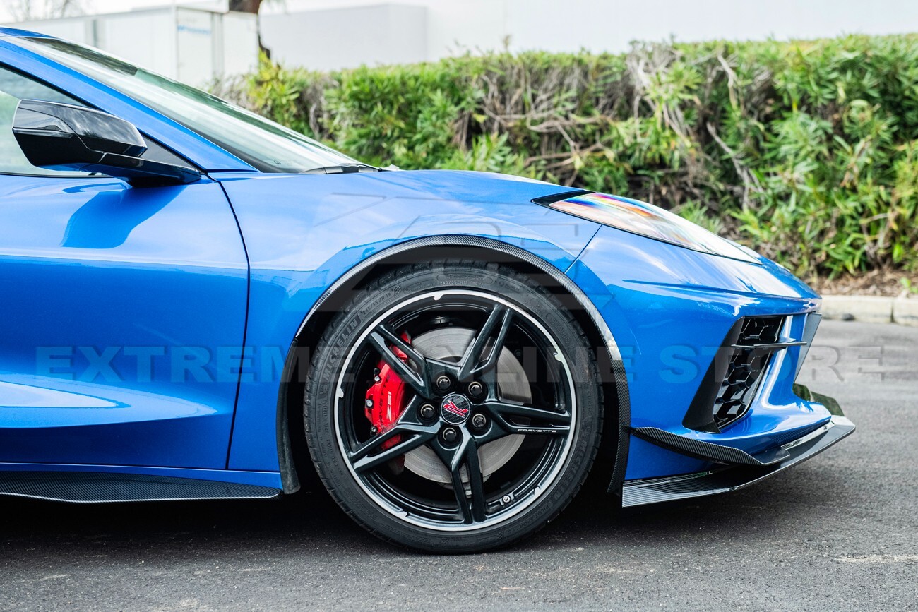 For 20-Up Corvette C8 Hydro-Dipped Carbon Fiber Front Rear Wheel Fender Mud Flap