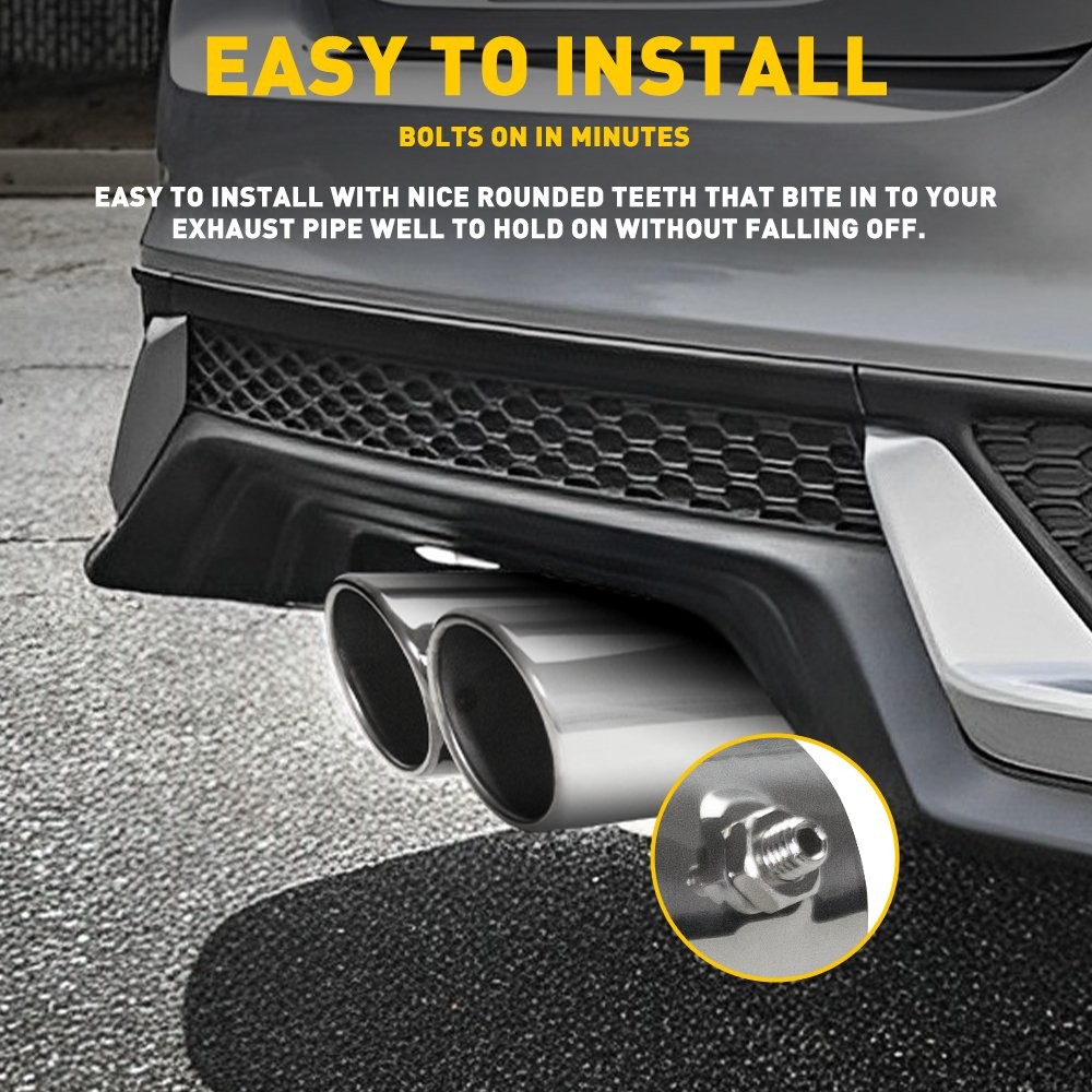 Chrome 2.5in” Car Stainless Steel Rear Exhaust Pipe Tail Muffler Accessories Tip