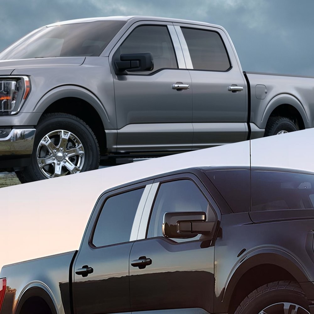 4Pcs Chrome Pillar Post Window Door Trim Set For 15-21 Ford F-150 Super Cab/Crew