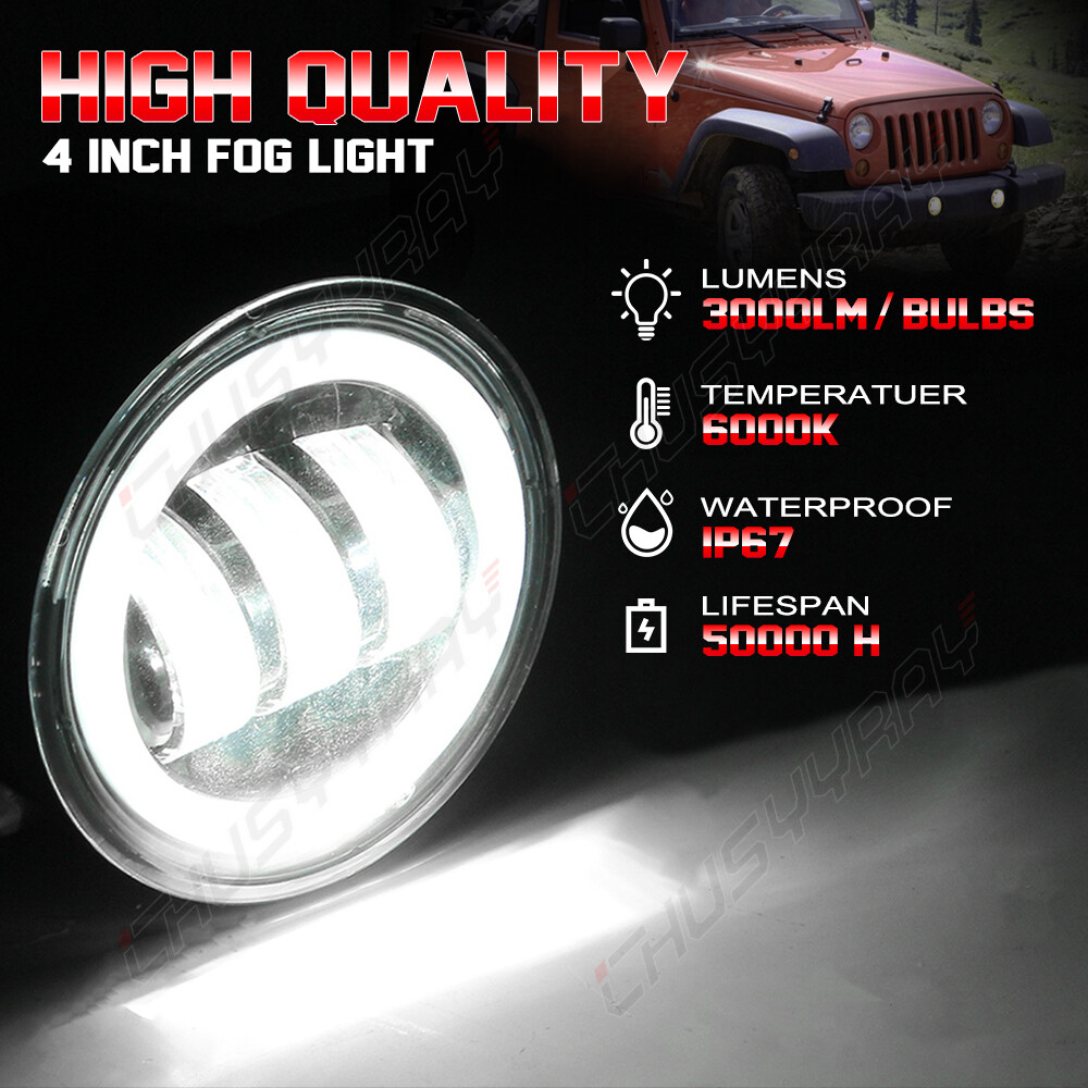 For Dodge Magnum 2005-2007 4″ Inch Round clear lens Front Bumper Fog Lights Lamp