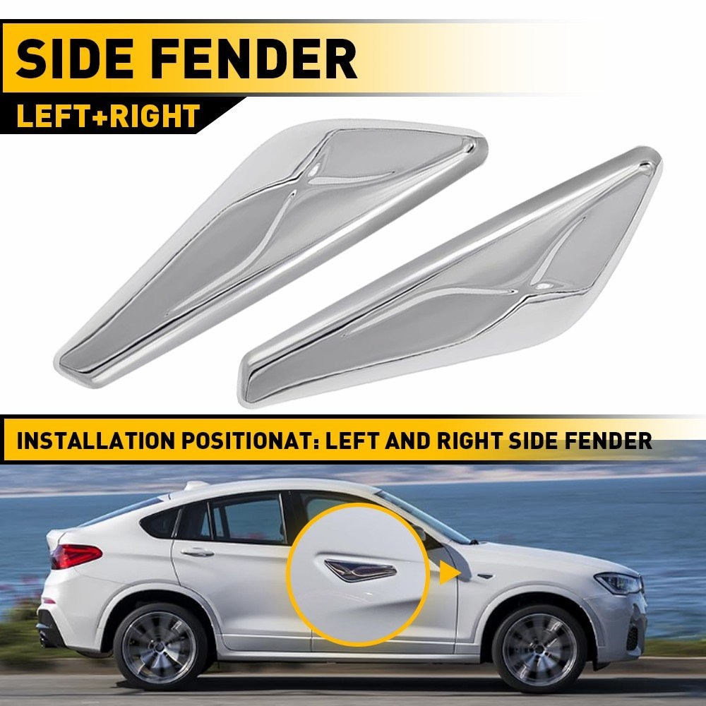For 2015- 2017 BMW X3 F25 BMW X4 F26 Chrome Side Fender Trim Front Left & Right