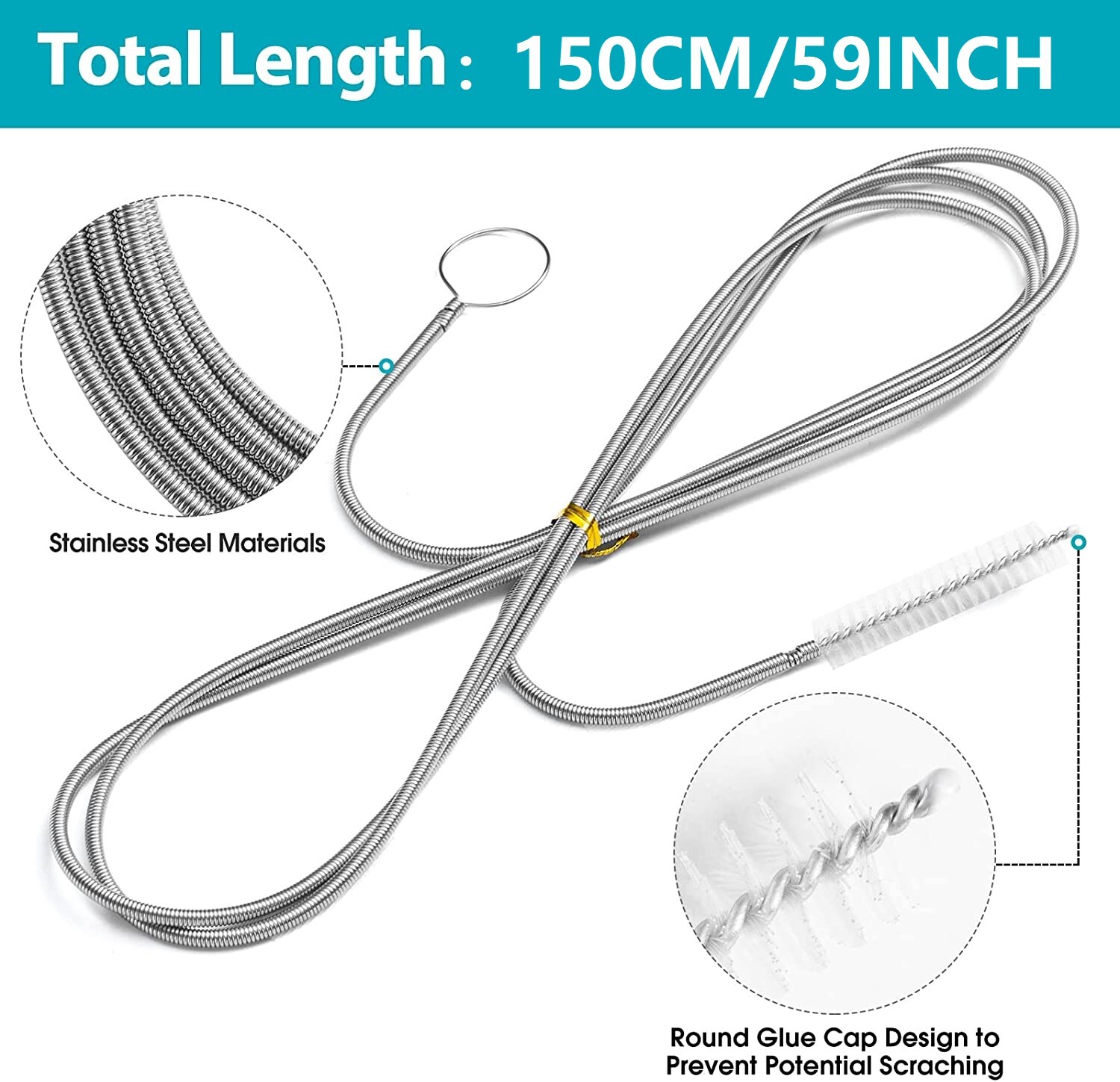 150CM Flexible Car Drain Dredge Sunroof Cleaning Scrub Brush Tool Accessories
