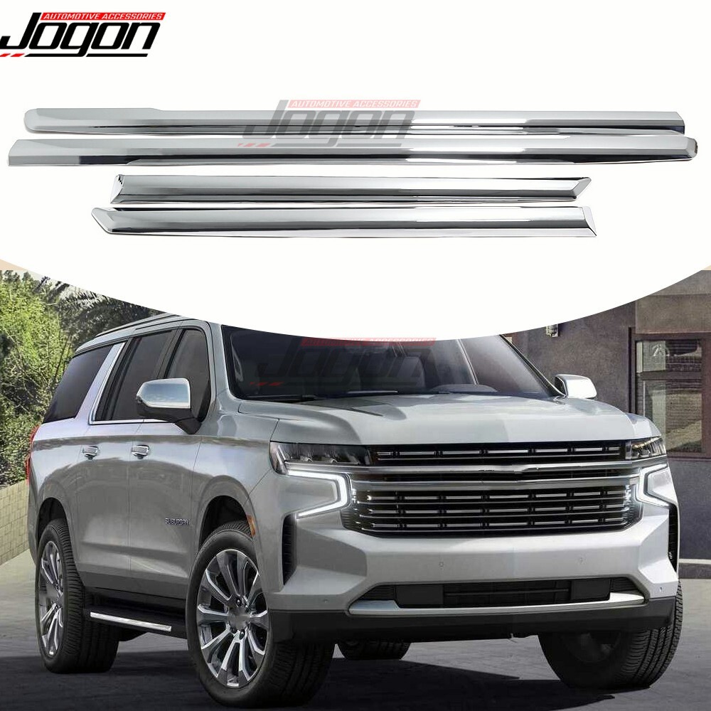 Chrome Side Door Body Guard Molding Trim Protector For Chevy Chevrolet Tahoe 21+