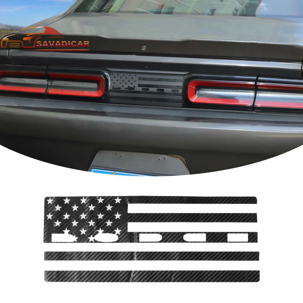 Carbon Fiber Rear Taillight Central Decor Sticker Decal For Dodge Challenger 15+