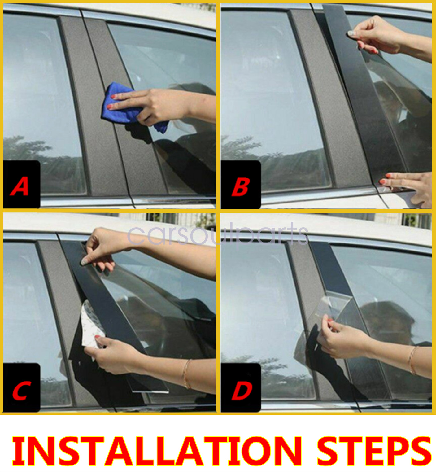 FITS FOR Kia Optima Glossy Black Door Window Pillar Posts Trim Cover Kit 2011-15