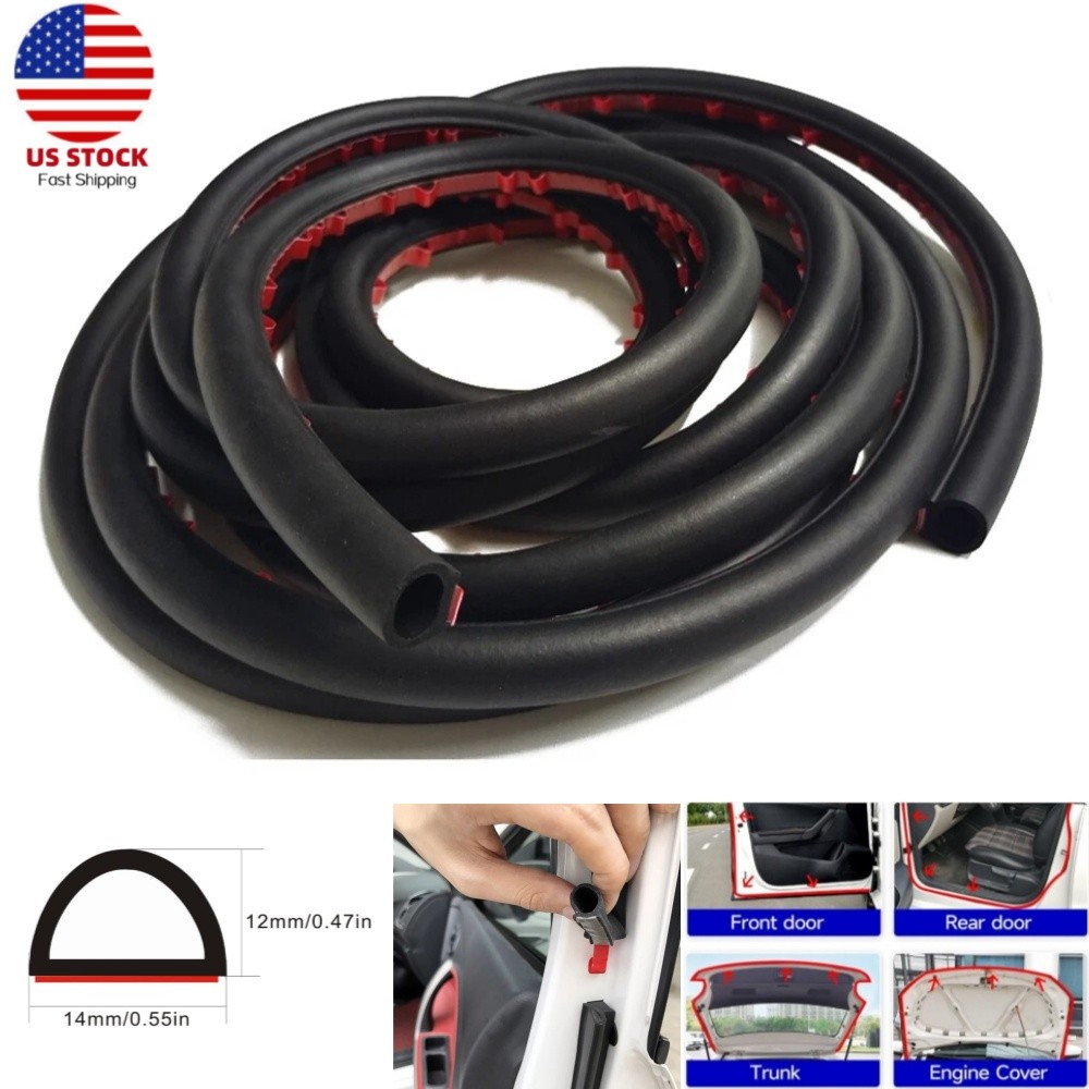 D-Shape Weather Stripping 5M/16FT Car Door Window Rubber Seal Strip Weatherstrip