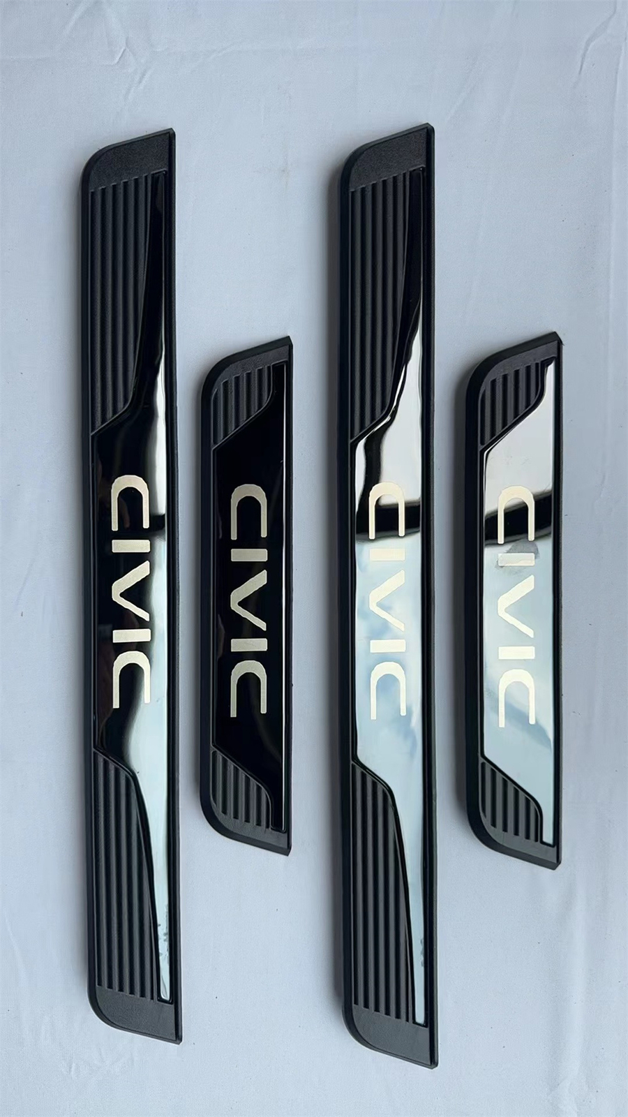 For Honda Civic Red Steel Accessories Door Sill Protector Scuff Plate Trims 4pcs
