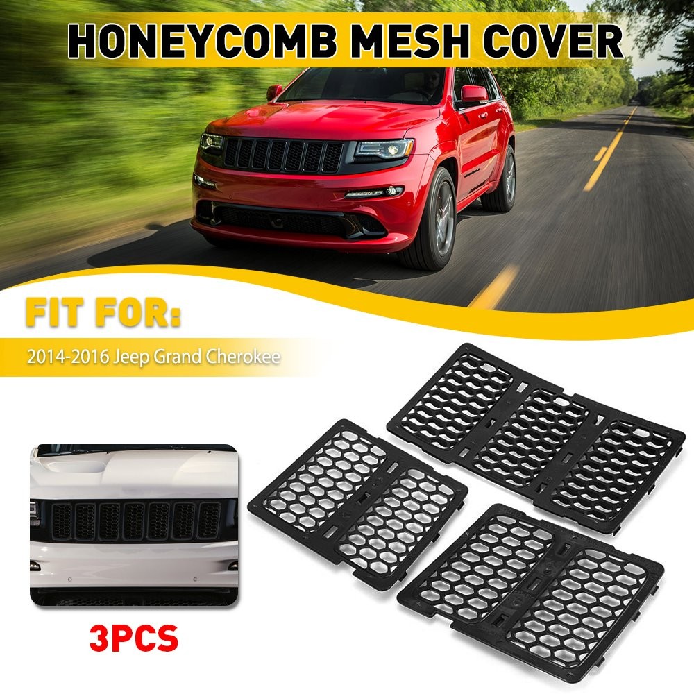 3X Front Honeycomb Mesh Insert Grill Black For 2014-2016 Jeep Grand Cherokee