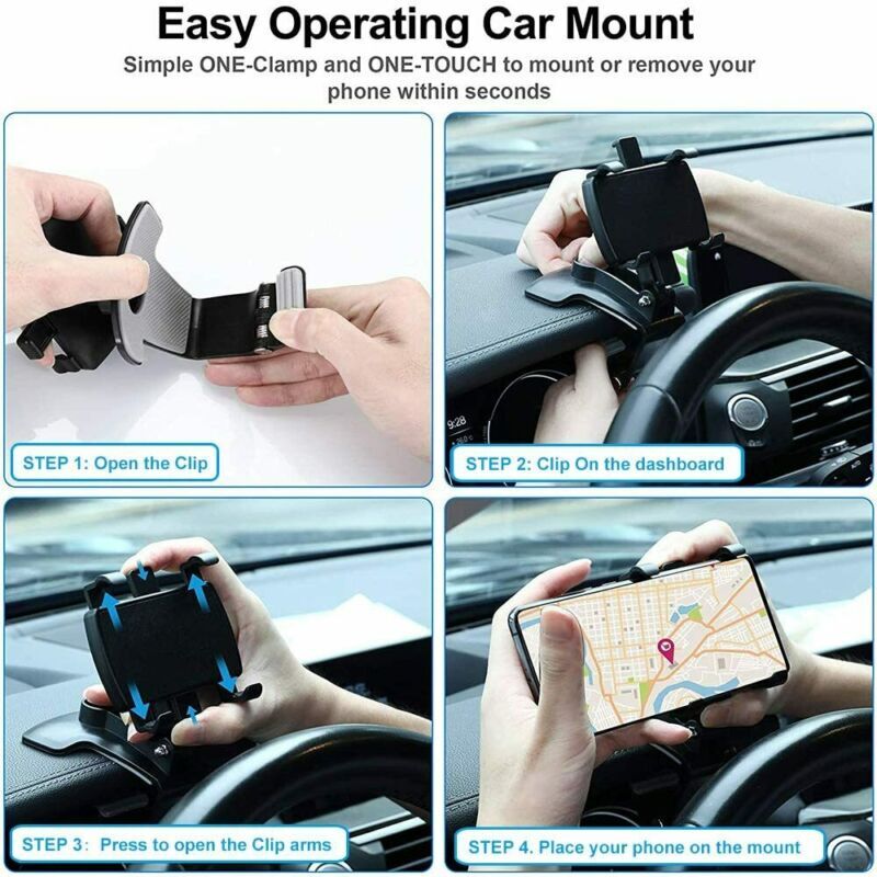 Universal 360° Car Phone Mount Dashboard Holder For Cell Phone Samsung iPhone US