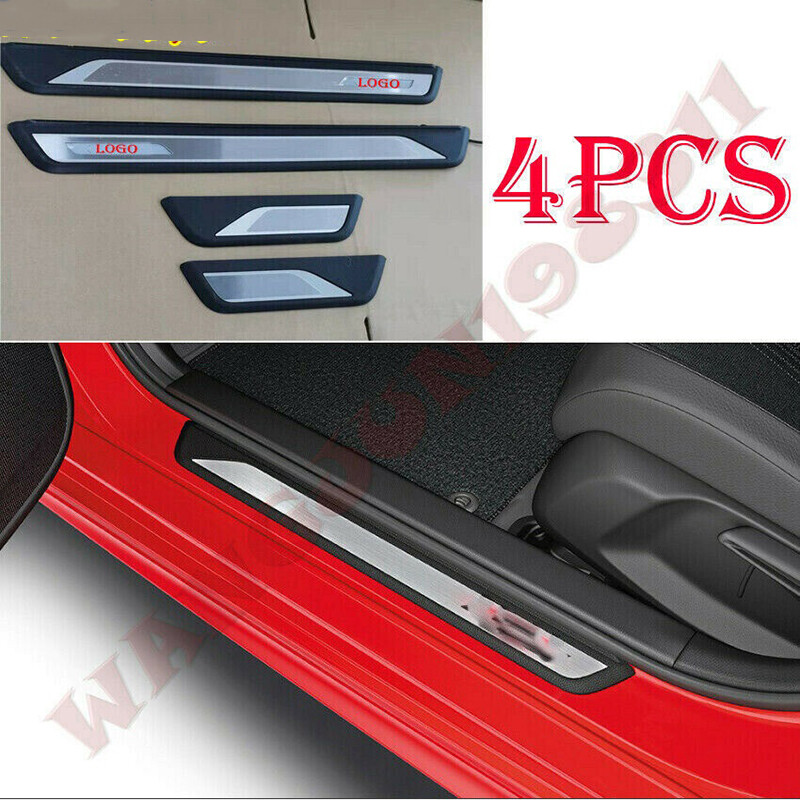 For Honda Civic 2022-2024 Blue LED Silver Door Sill Scuff Plate Guard Cover trim