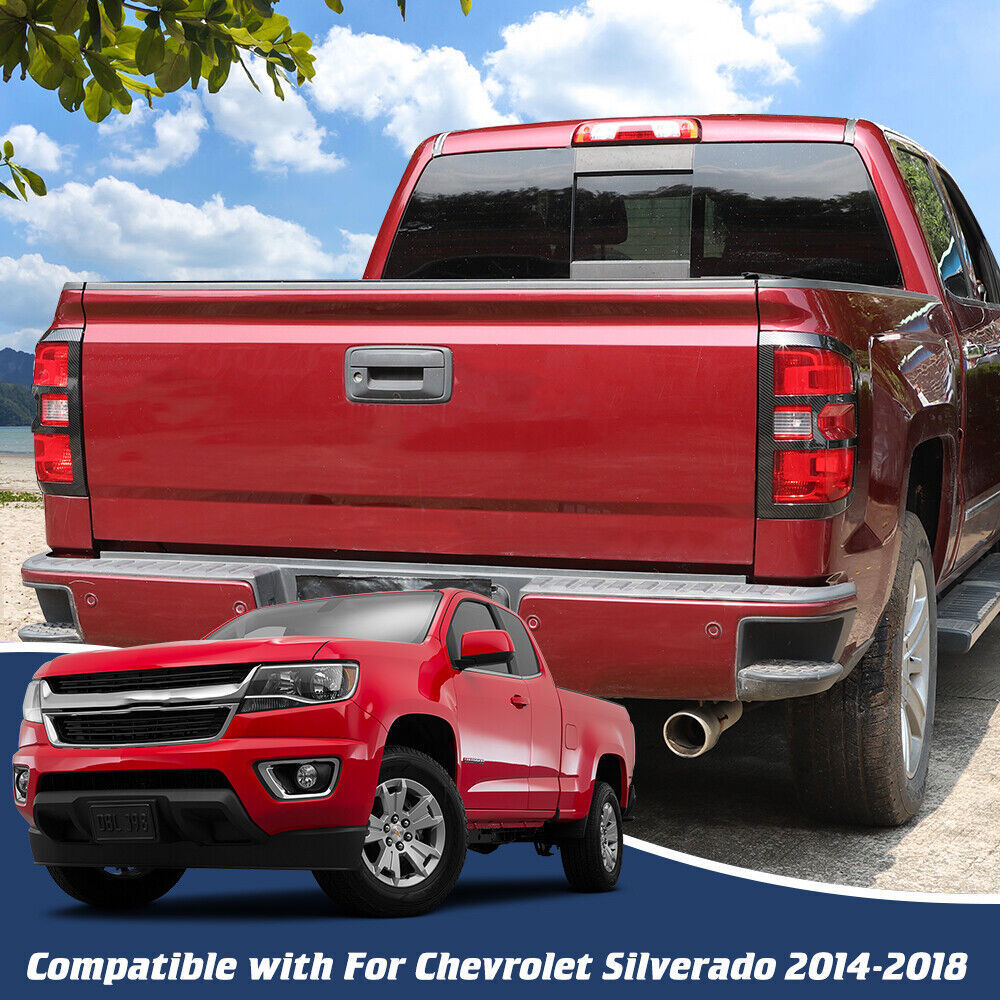 Rear Taillight Lamp Frame Cover Frame For Chevy Silverado 2014-2018 Carbon Fiber