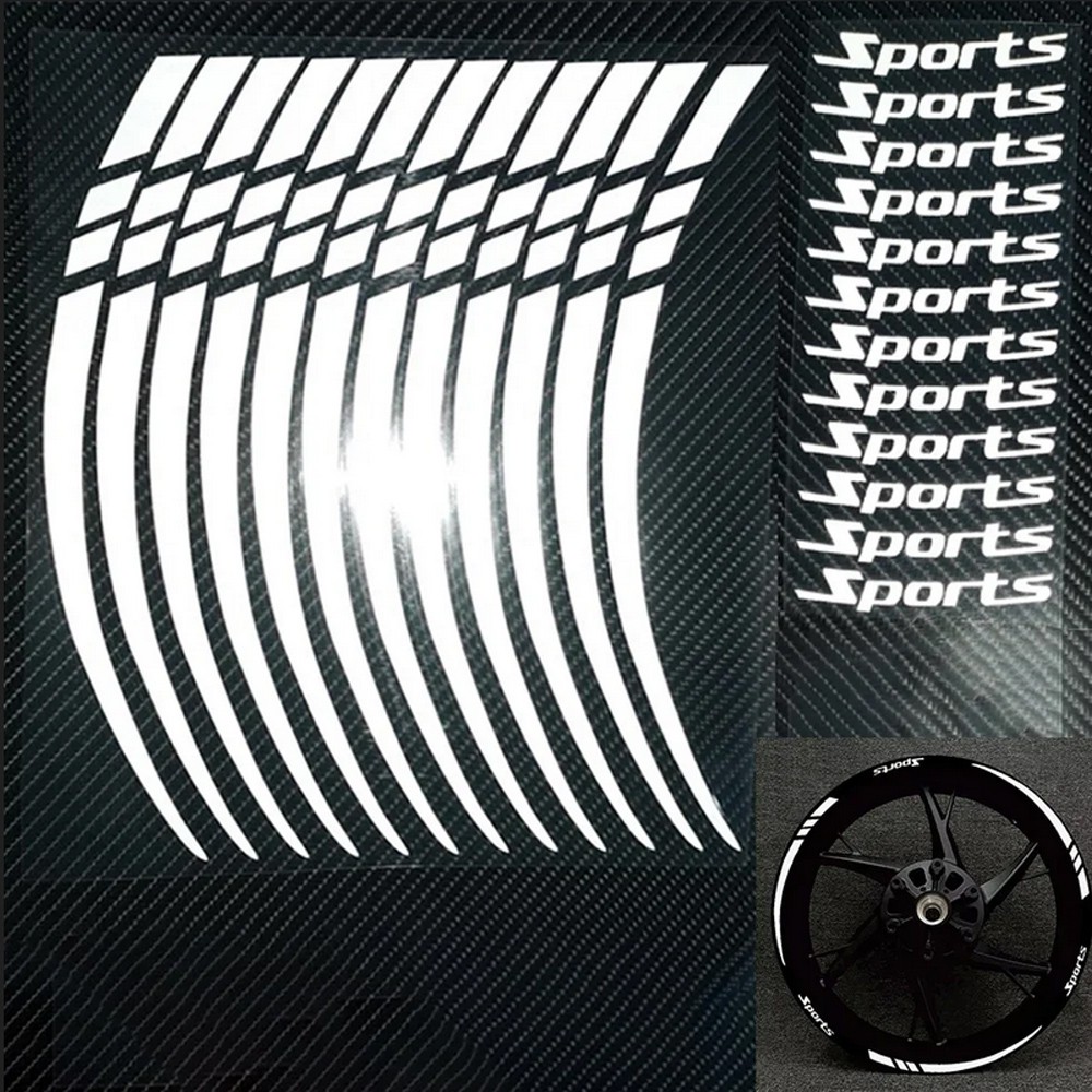 12pcs Motorcycle Wheel Rim Stripe Reflective Decals Stickers 18-21in Wheel