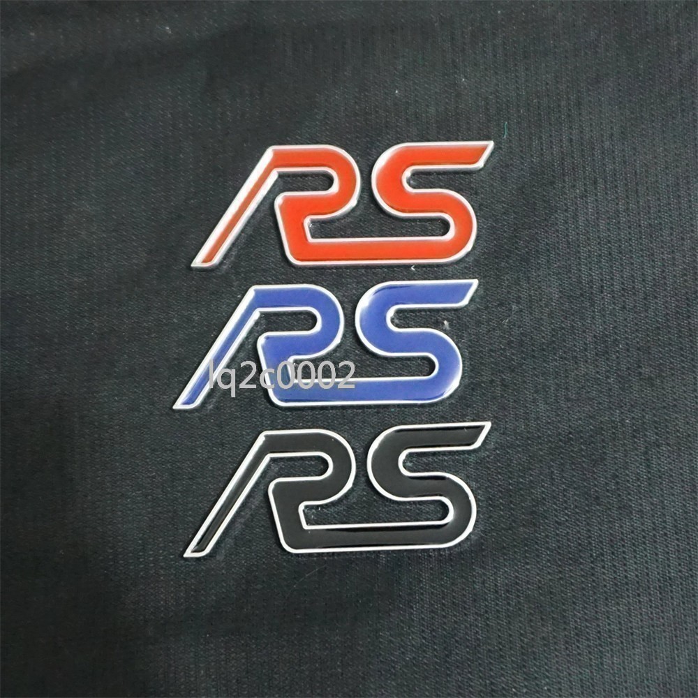 Black Silver RS Metal 1x Big Grille Emblem + 2x Small Sticker Decal Badge Motors