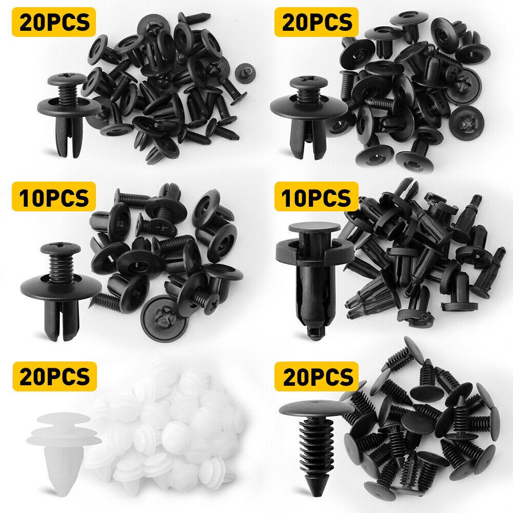100Pcs/Set Plastic Rivet Car Fender Bumper Push Pin Clips 10mm Hole For Honda