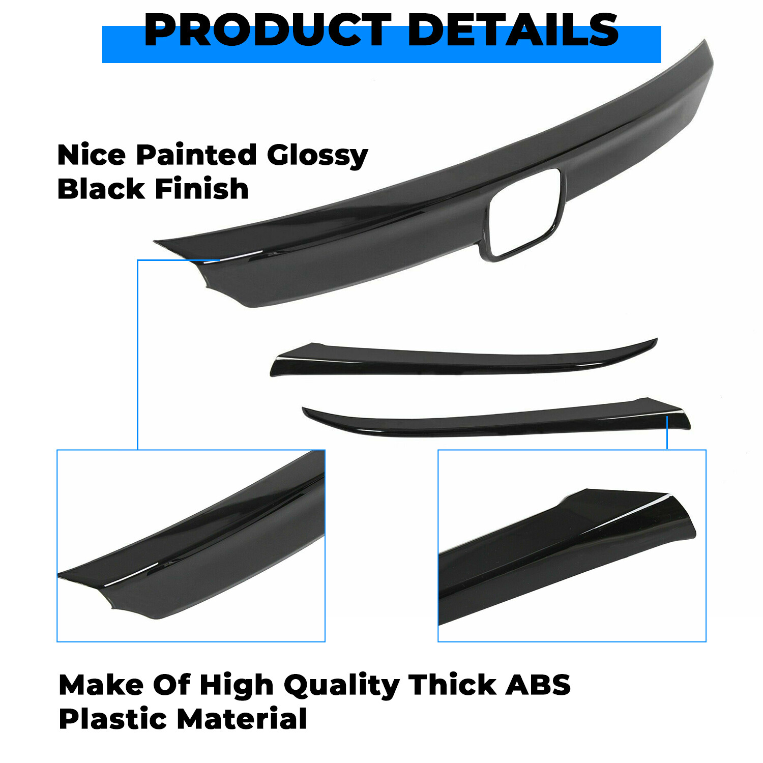 ABS Glossy Black Lip Front Grille Cover Moulding Trim For Honda Accord 2018-2020