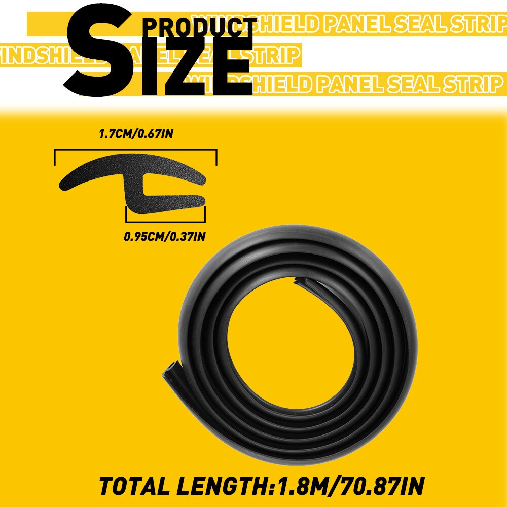 Rubber Seal Strip Trim For Car Front Windshield Plastic Panel Hood 1.8M 0.70″