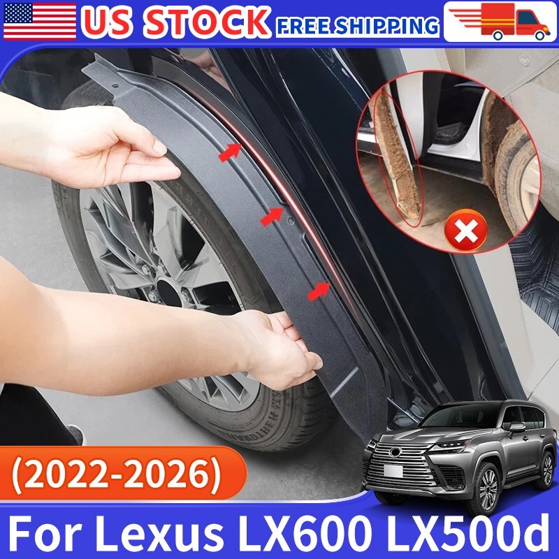 Rear Wheel Mud Flap Fit for Lexus LX600 LX500d 2022-2026 Black Plastic material