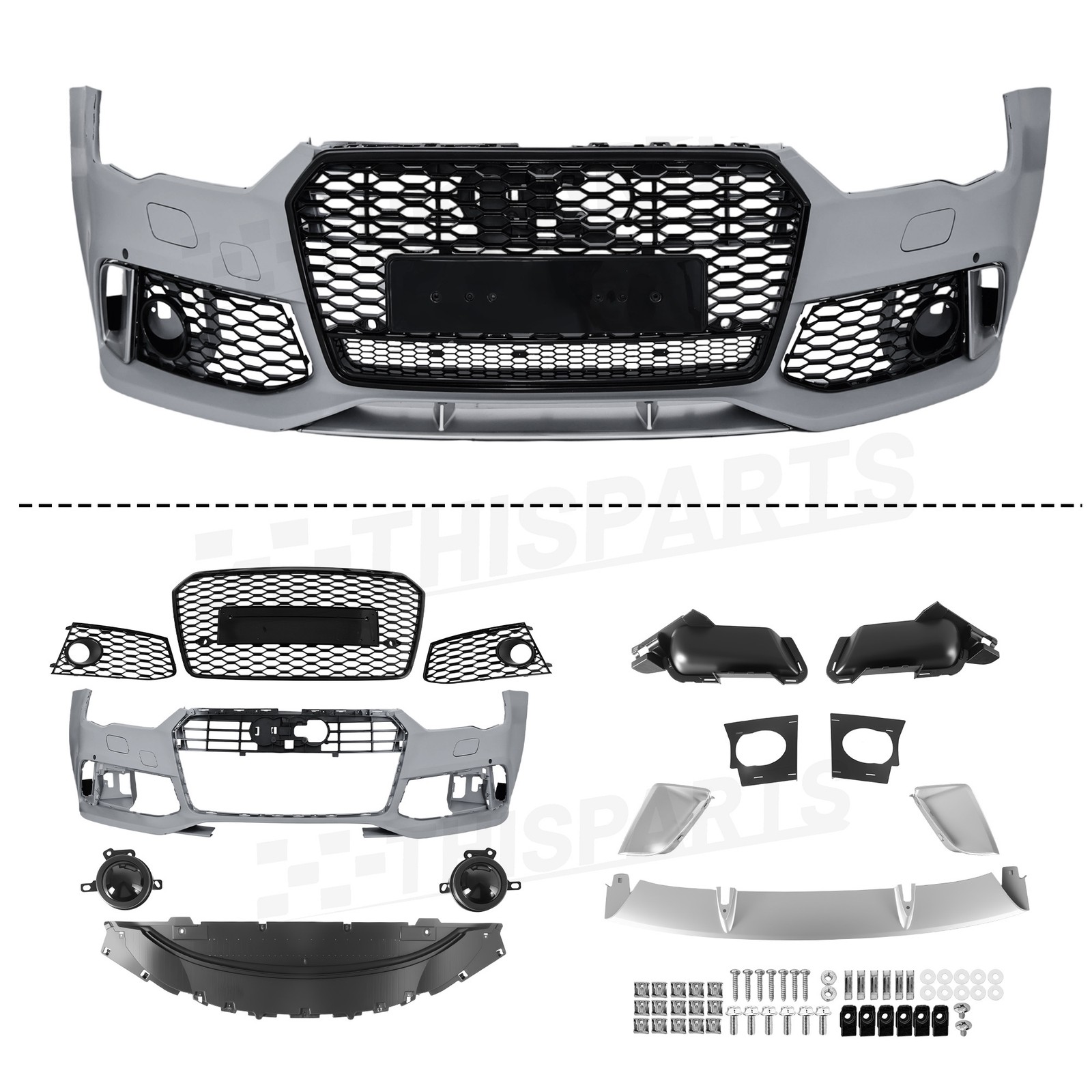 Bumper Body Kit For 2016-2018 Audi A7 S7 Upgrade To RS7 Renn Racing Sport Style